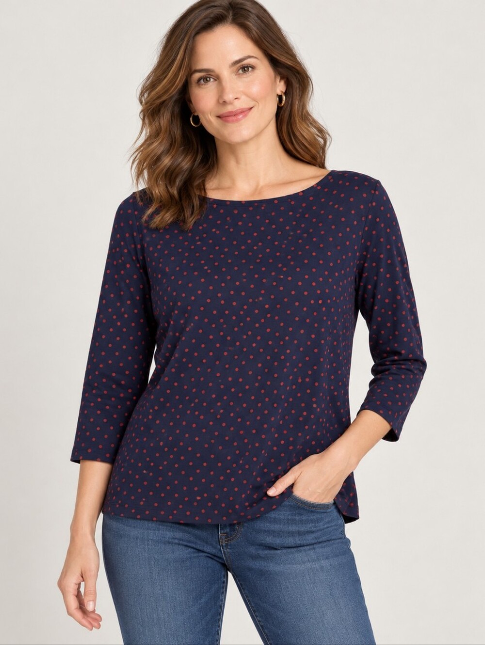Talbots Women's Polka Dot Top Classic Size Medium Boho